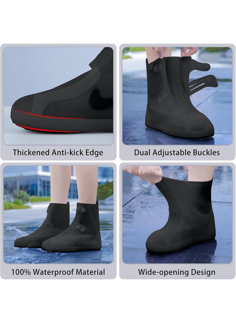 YelaJoy 2 Pair of Waterproof Shoe Covers Non-Slip Rain Shoe Covers Reusable Silicone Shoes Covers For Rain Resistant Rain Boots For Men Women Outdoor Overshoes Protection - Image 5